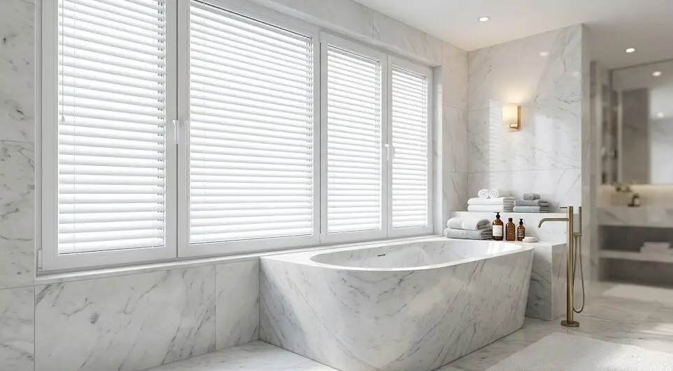 PVC Venetian blinds Singapore for bathroom windows