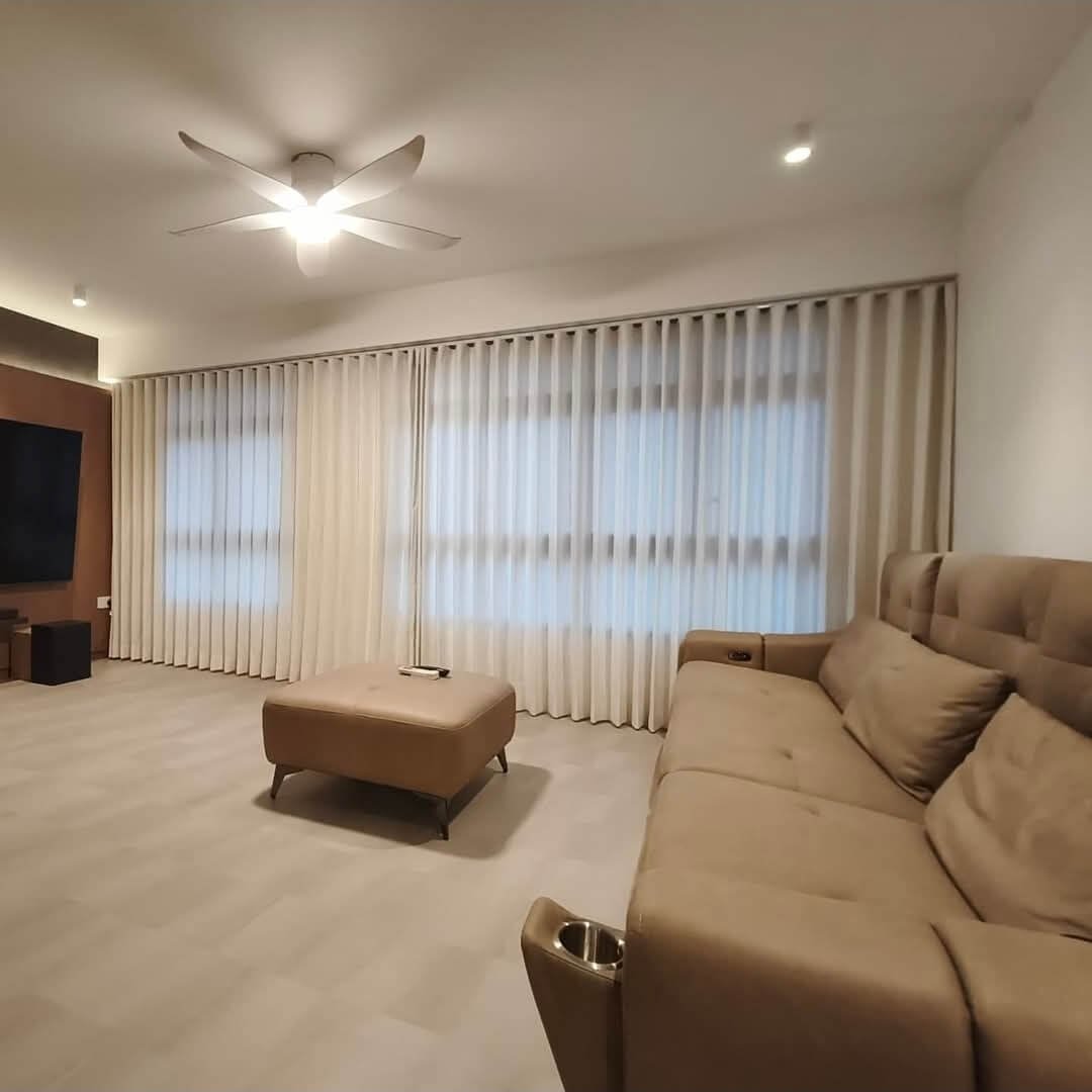Wabi Sabi roller blind in a minimalist Singapore living room