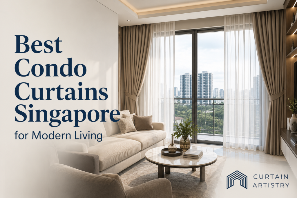 Best condo curtains Singapore in a modern living room with elegant window treatments