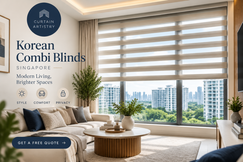 Korean Combi Blinds Singapore in modern HDB condo living room