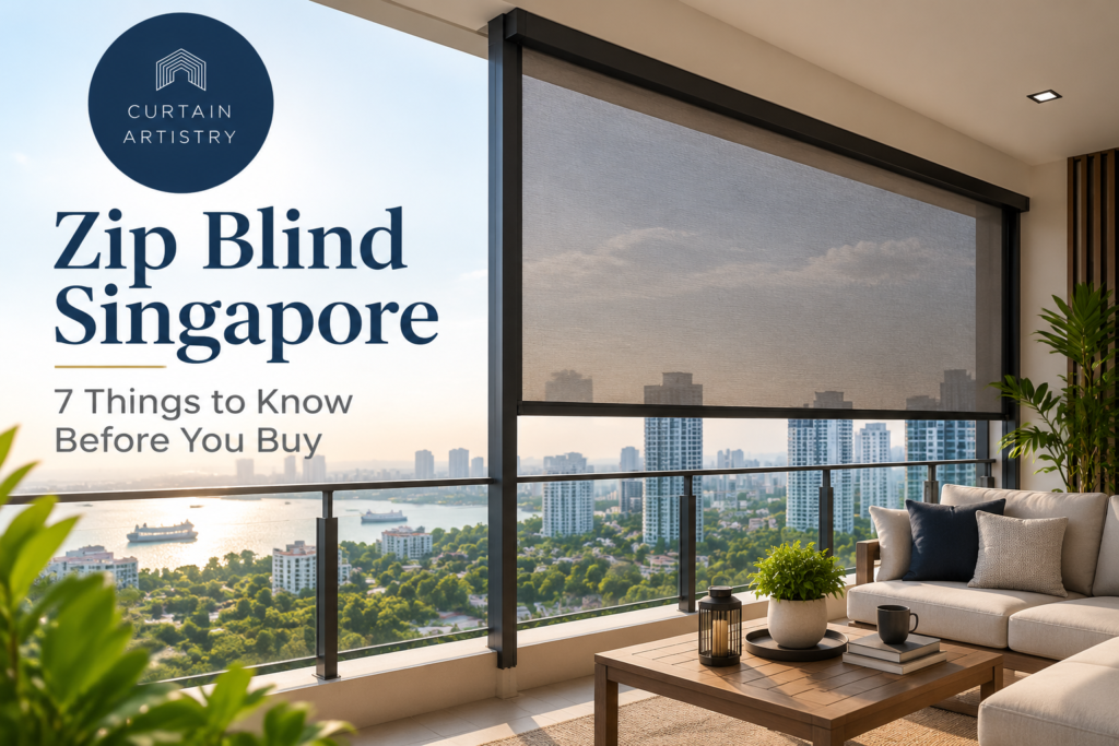 Premium Zip Blind Singapore installation on modern condo balcony